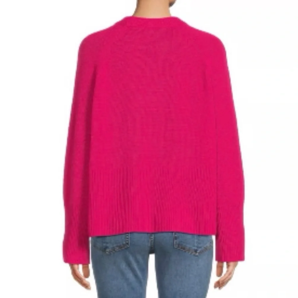 360 Cashmere Krystal Raglan Sleeve Pink Crewneck Cashmere Sweater Size Small - Picture 2 of 8